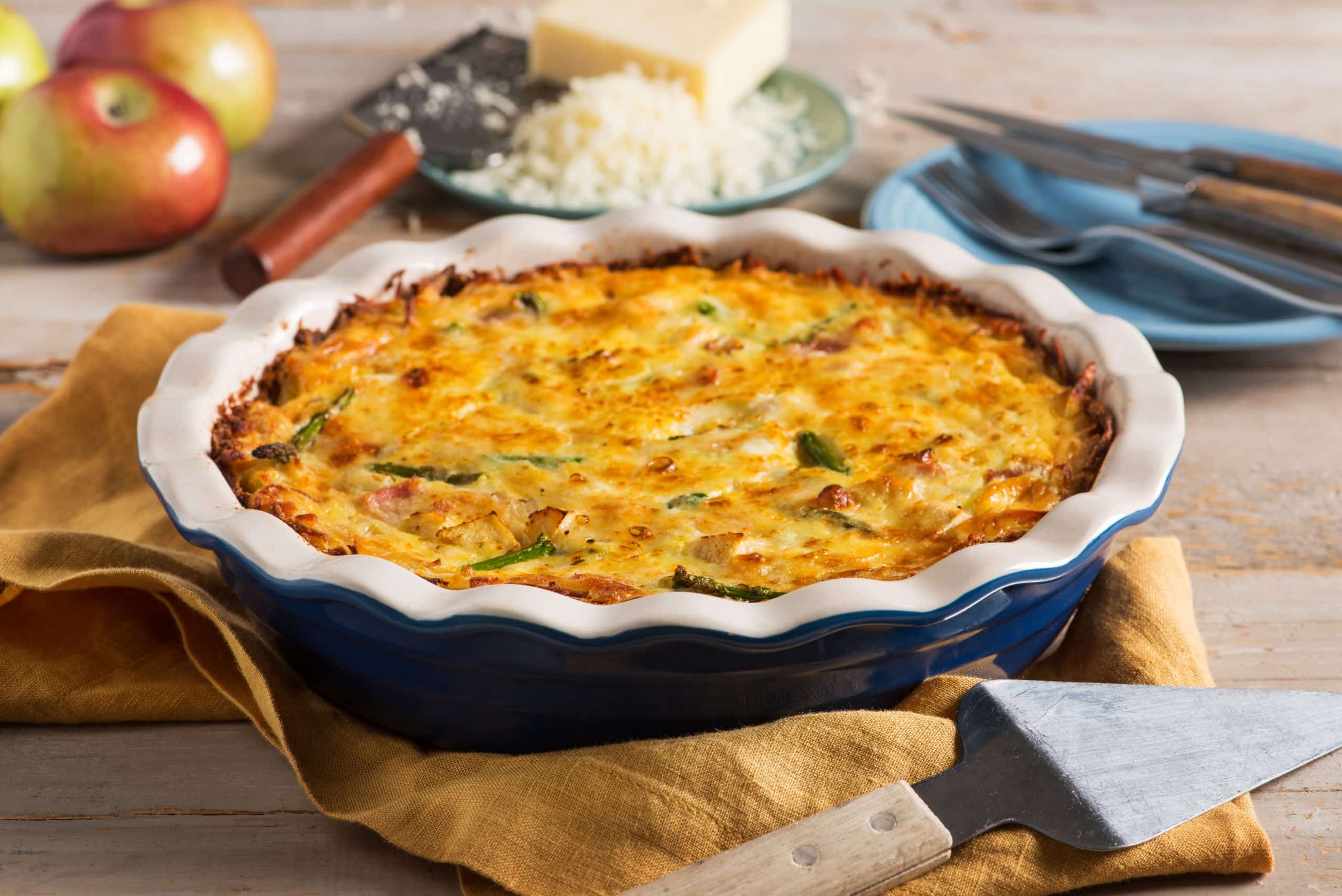 Savoury Apple, Asparagus and Ham Quiche