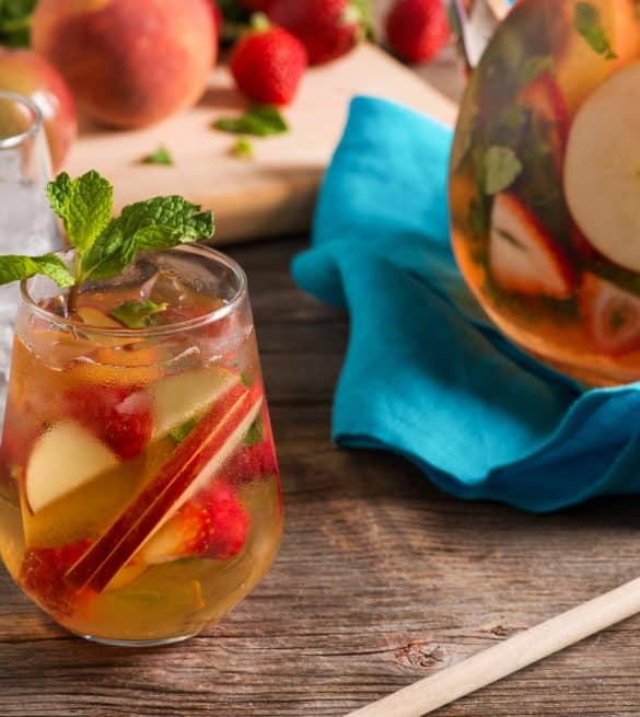 Iced Peach and Apple Summer Sangria