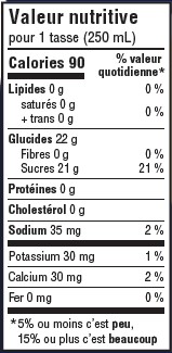 Informations nutritionnelles